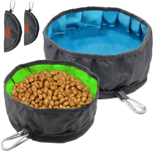 LumoLeaf Collapsible Dog Travel Bowl - 2 Packs Large 68oz/80oz Lightweight Foldable Bowls for Pets with Zipper