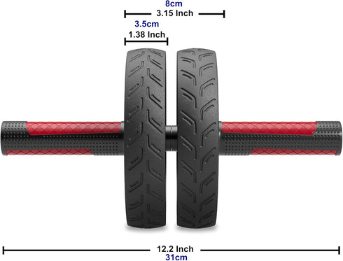 Readaeer Ab Roller Wheel with Metal Handle, Knee Pad, Black & Red, Home Gym Fitness Equipment