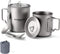 Odoland Titanium Camping Cookware Set: 420ML & 750ML Pot with Lid, Spork - Lightweight for Backpacking, Hiking, Picnic