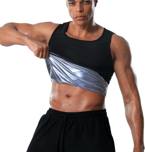 Men's Sweat Vest Workout Waist Trainer Sauna Suit Shirt for Men Heat