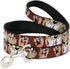 Buckle-Down Pet Leash - Tasmanian Devil Expressions Brown - 4 Feet Long - 1/2" Wide