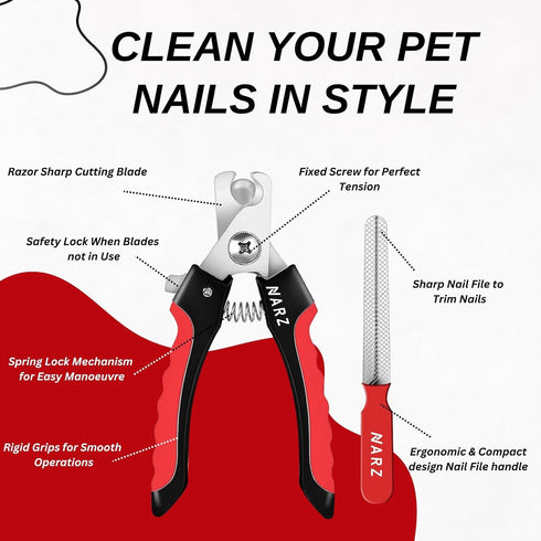 Dog Nail Clippers, Professional Nail Trimmers for Dogs and Cats with Safety Lock to Prevent Over Cutting