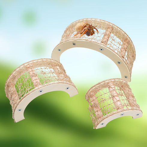 Jinkoozz 3 Pcs Hermit Crabs Climbing Toys, Natural Wooden and Hemp Rope Climbing Bridge, Hermit Crab Supplies, Reptile
