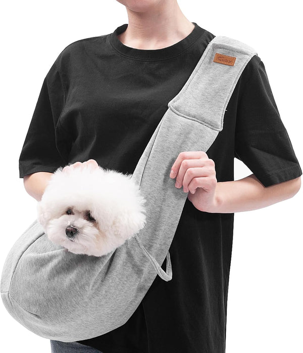 CUBY Dog and Cat Sling Carrier, Hands-Free Reversible Papoose Bag for Small Dogs and Cats, Outdoor Travel (Grey)