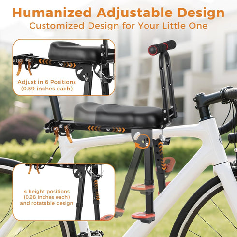 Bamgoten Child Bike Seat Foldable, Portable Front Mount Bike Seat, Quick-Release Toddler Seat for Bike with Carrying