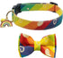 KUDES Adjustable Dog Collars with Bow Tie and Bells Charm for Small/Medium/Large Dogs and Cats (Rainbow, L(14"-22"))