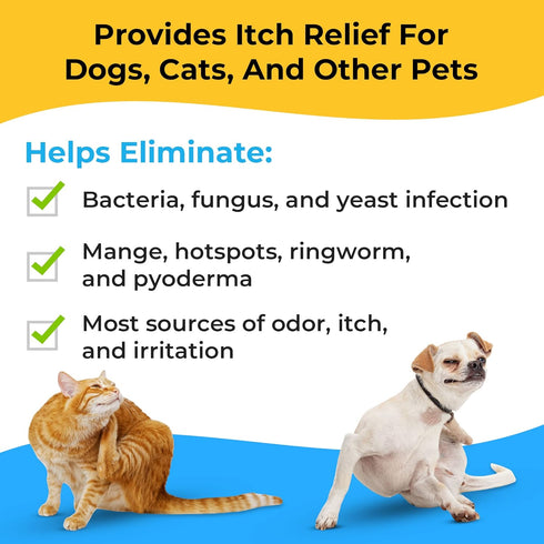 Antibacterial & Antifungal Wipes for Dogs & Cats by Smiling Paws Pets (with Chlorhexidine & Ketoconazole)