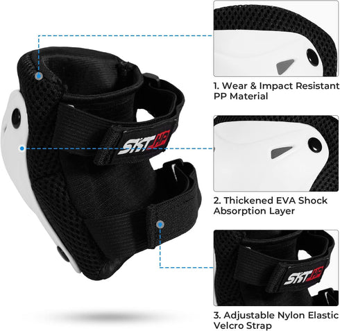 SKT HP Protective Gear for Adults, Knee Pads, Elbow Pads, Wrist Guards for Inline Skating and Biking