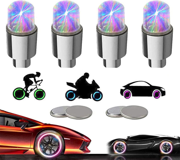 LED Tire Lights for Car 4 Pack, Waterproof Valve Stem Caps for Kids Boys, Bicycle Motorcycle Tyre Spoke Lights