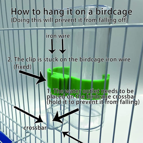Seneme Automatic Bird Water Dispenser for Cage - 2 Pack Clear Food Feeder with Plastic Fruit Vegetable Feeder