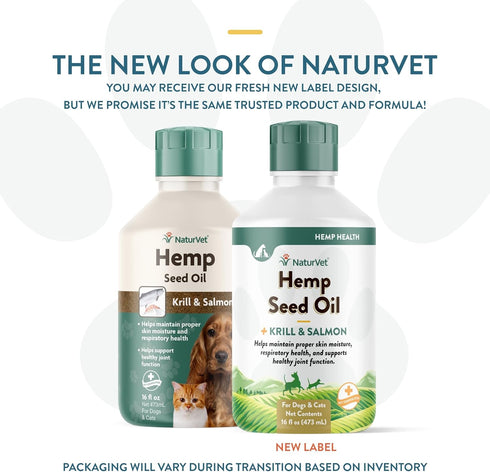 NaturVet Hemp Seed Oil Krill and Salmon - 16 oz Liquid Made in The USA
