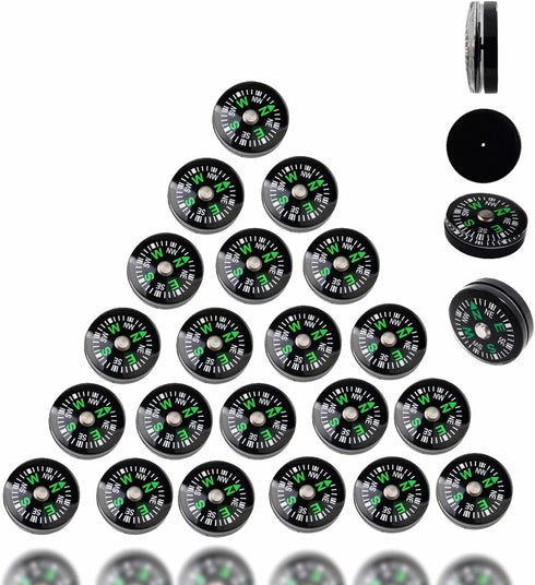 25-Pack Mini Liquid Filled Compass - 20mm Pocket Sized Directional Compass for