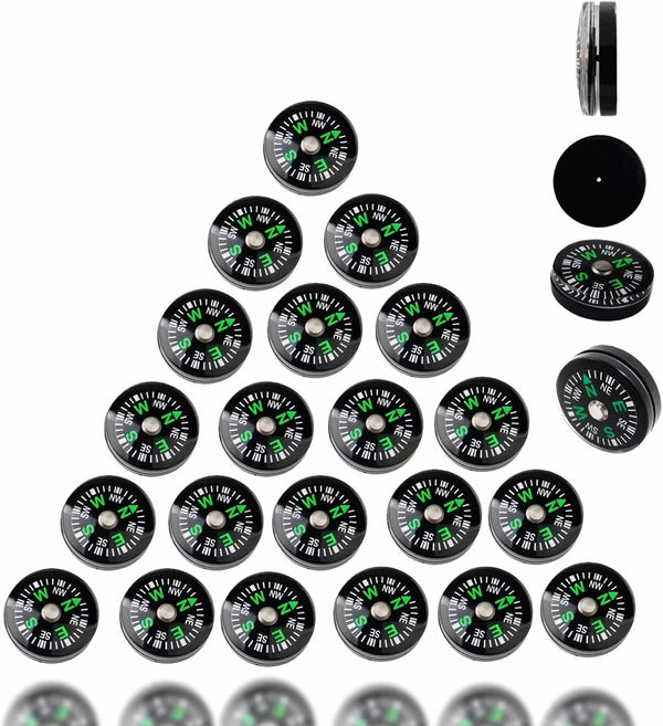 25-Pack Mini Liquid Filled Compass - 20mm Pocket Sized Directional Compass for