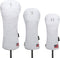Golf Head Covers for Driver Fairway #3#5 Hybrid, USA Flag for Club Men Women, (Black or White)