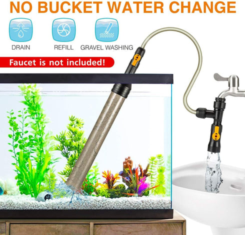 hygger Bucket-Free Aquarium Water Change Kit with Auto Siphon Pump, Gravel Cleaner, and 49-FEET Hose