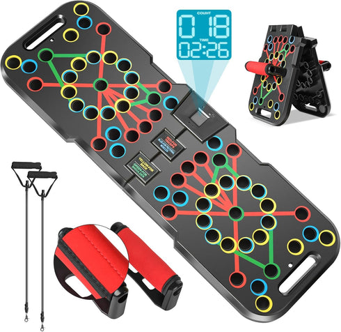Push Up Board with Smart Count, Multi-Function 60 in 1 Push Up Bar, Foldable & Portable for Home Workout