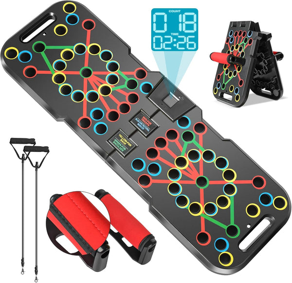 Push Up Board with Smart Count, Multi-Function 60 in 1 Push Up Bar, Foldable & Portable for Home Workout