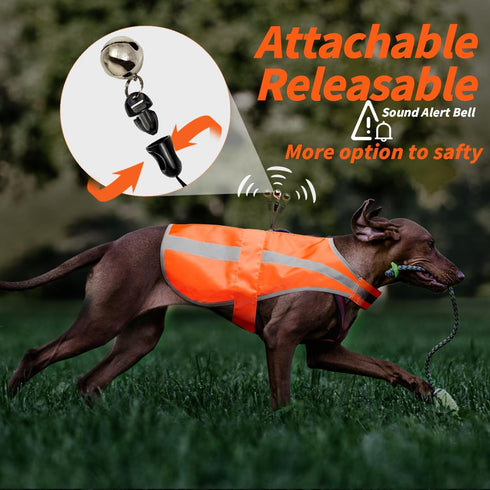 Reflective Dog Safety Vest for Medium Large Dogs, High Visibility Harness with Dog Bell for Hunting, Training & Cars