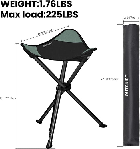 2 Pack Backpacking OUTSKIRT Camping Folding Tripod Stools Portable Camping Stools Extra Tall for Adults High