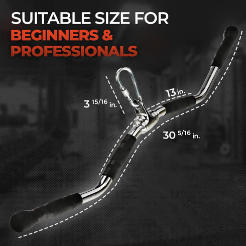 Yes4All Wide Grip Curl LAT Pull Down Bar Attachments, Rubber Handgrips for Cable Pulley System Machine