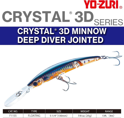 Yo-Zuri Crystal 3D Minnow Jointed Deep Diver Lure