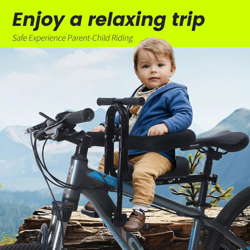SHOWBEAN 1~5 Kids Bike Seat Front Mounted and Handlebar Child Bike Seat Guardrail Detachable Front Mounted Toddler