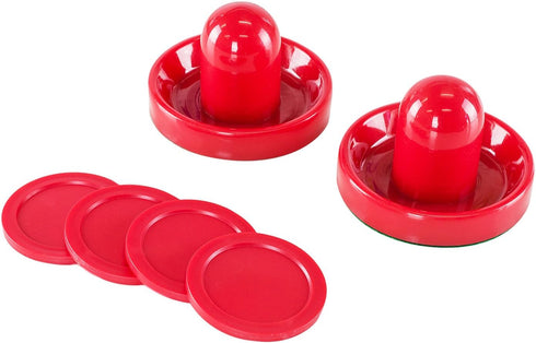 Super Z Outlet Light Weight Air Hockey Red Replacement Pucks & Slider Pusher Goalies for Game Tables, 2 Striker, 4 Puck