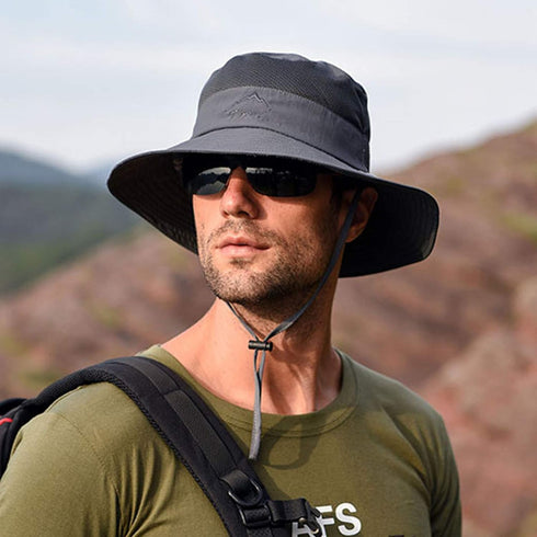 Fishing Hat for Men & Women, Outdoor Wide Brim Hat with UV Sun Protection, Face Cover & Neck Flap