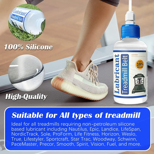 Silicone Treadmill Belt Lubricant Kit - 8.4 Oz with 2 Application Tubes for Controlled Flow, Easy to Apply