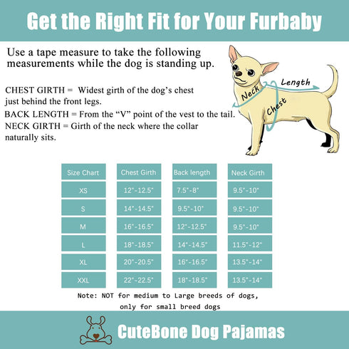 CuteBone Daisy Dog Pajamas, Soft Puppy Pjs for Small Dogs P221XS