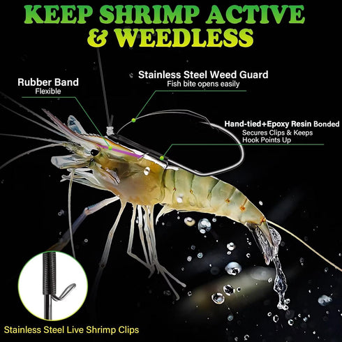 20pcs 1/0 2/0 3/0 LUCKYFISHING Live Shrimp Hooks Fishing Hooks Saltwater Freshwater Professional V Shrimp Hook for Bass