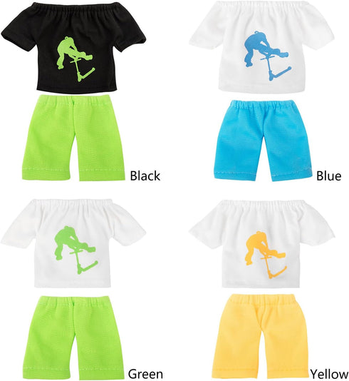 NLAIOUSL Set Interactive Finger Scooter Clothes Stunt Fingertip Pants T-Shirt Toy Skates Scooter Fingerboard