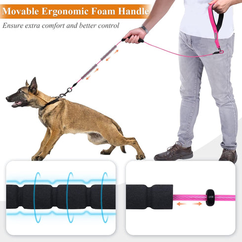 VIVAGLORY Chew Proof Dog Leash, 6FT, Pink, Soft Foam Reflective Padded Handle, Waterproof Non Chewable Metal Leash for