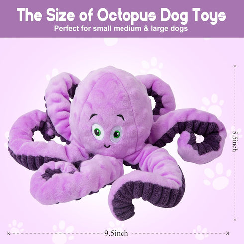 Dog Toys for Large Breeds, Octopus Squeaky Interactive Plush Animals, Funny Cute Toys for Dog Birthday Presents