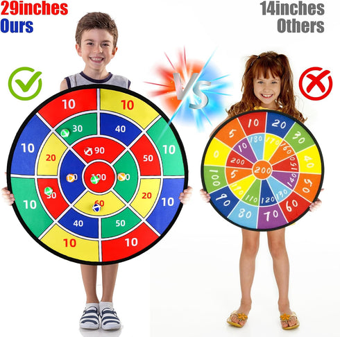 29" Toys Gifts for Kids Boys Daughter Son Birthday Large Dart Board for Kids, Double-Sided Kids Dart Board with Sticky