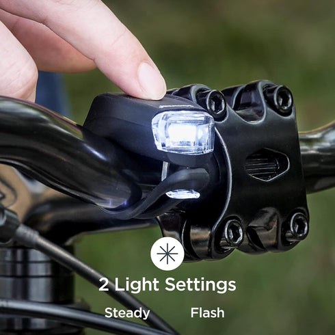 Schwinn LED Quick Wrap Bike Lights Set - Battery Powered Front Headlight and Rear Tail Lights