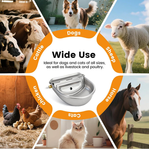 CBKKLHY 304 Large Automatic Dog Water Dispenser Outdoor, Auto Refill Water Bowl for Dogs Cats, Livestock Waterer