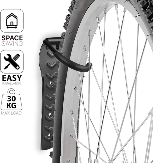 Flexzion Bike Rack Wall Mount 2 Pack - Heavy Duty Bicycle Hanger Storage System Vertical Hook Stand Holder with Screws for Indoor Apartment Garage Shed, Holds up to 66lb (30kg) by Flexzion