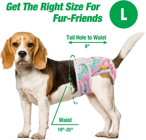 Pet Soft Female Dog Diapers, 3 Pack Washable Period Panties for Dogs in Heat, Reusable Puppy Diapers, L