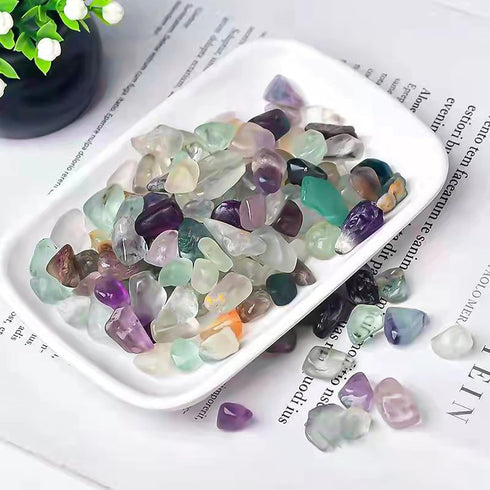 0.93 LB Fluorite Tumbled Chips Aquarium Gravel, Natural Crystal Quartz Stones for Vase Fillers, Garden, Succulent Decor