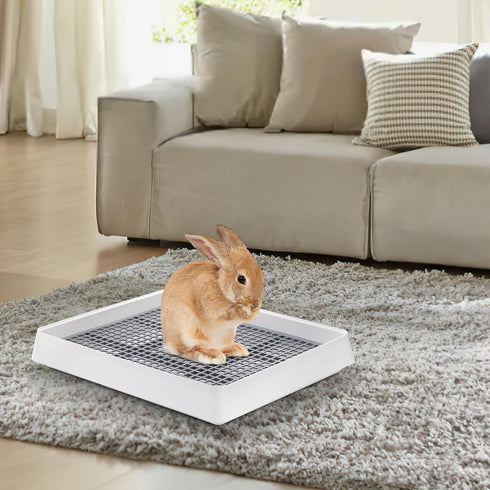 2 Pack Chinchillas WUWEOT Large Rabbit Litter Box, Shallow Bunny Restroom Litter Tray, Small Animals Litter Pan Toilet