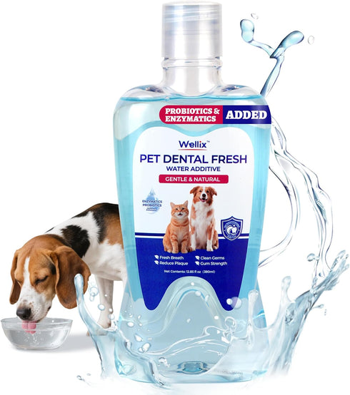 Wellix Cat & Dog Breath Freshener Water Additive - Natural Probiotic, Lysozyme