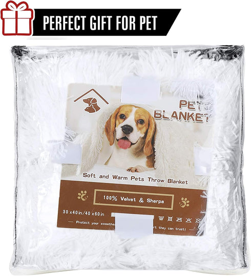 LOCHAS Luxury Fluffy Dog Blanket - Extra Soft and Warm Sherpa Fleece Pet Blankets for Dogs Cats - Plush Furry Faux Fur