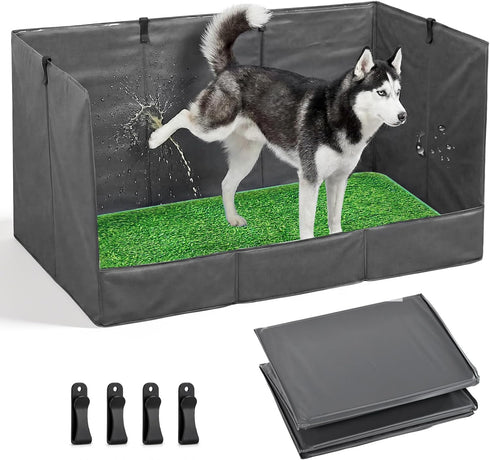 Bhyhok 33.5"23.6"15.9" High Walls Dog Potty Tray with Artificial Grass, Foldable Dog Pee