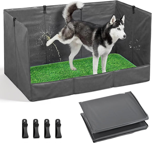 Bhyhok 33.5"23.6"15.9" High Walls Dog Potty Tray with Artificial Grass, Foldable Dog Pee
