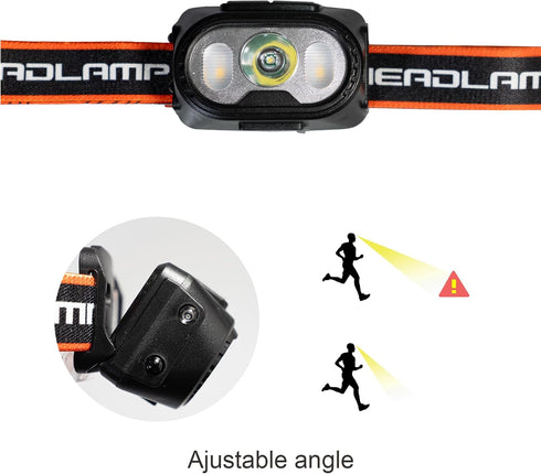 Headlamp Flashlight, 300 Lumen Ultra-Light LED Rechargeable Headlight with Waterproof Motion Sensor
