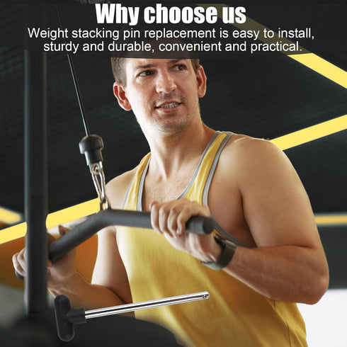 Weight Stack Pin, 3/8 Inch Diameter, 6 Inch Locking Space Heavy Duty Gym Pin for Home Exercise Machine Accessories