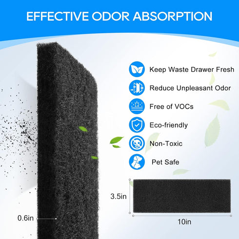 10-Pack Carbon Filters for Litter-Robot 3, Activated Carbon Litter Box Filter Replacement