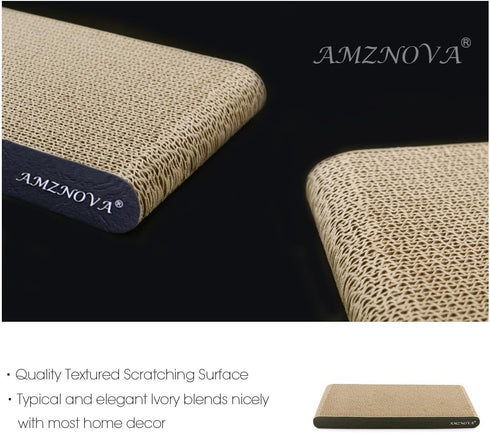 AMZNOVA Cat Scratcher - Durable Cardboard Cat Scratching Pad with Catnip, Narrow, Textured Black (Upgraded)