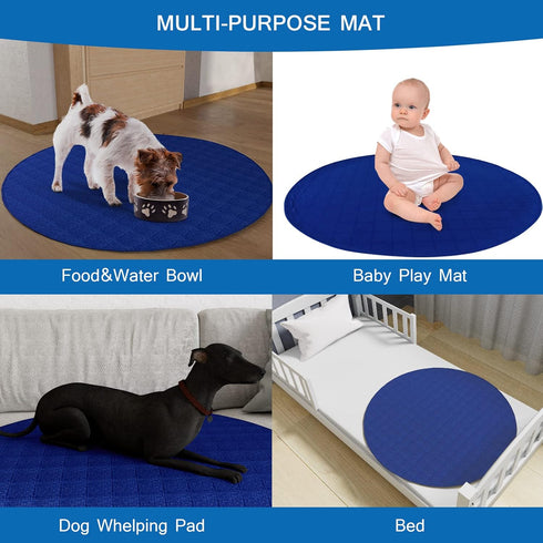 2 Pack Waterproof Round 48" Dog Whelping Pads, Washable Reusable Pee Pads for Dogs, Non-Slip Back for Playpen/Crate